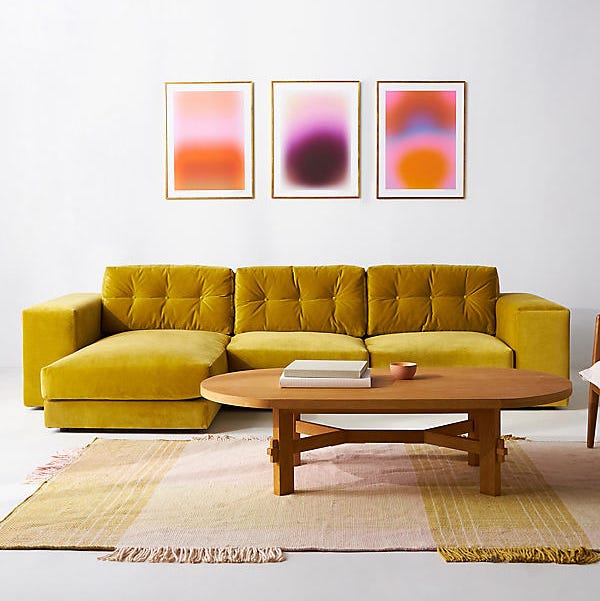 Jillian Chartreuse Velvet Chaise Sectional 