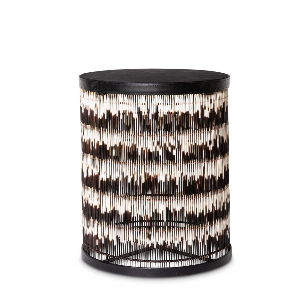 Porcupine Quill Cylinder Side Table