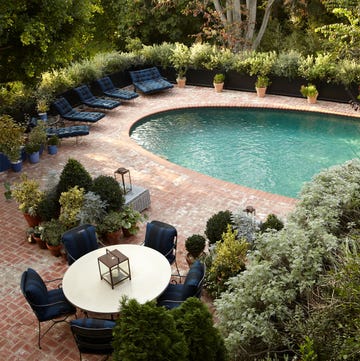 Max Mutchnick and Erik Hyman - ELLE DECOR a pool surrounded by trees