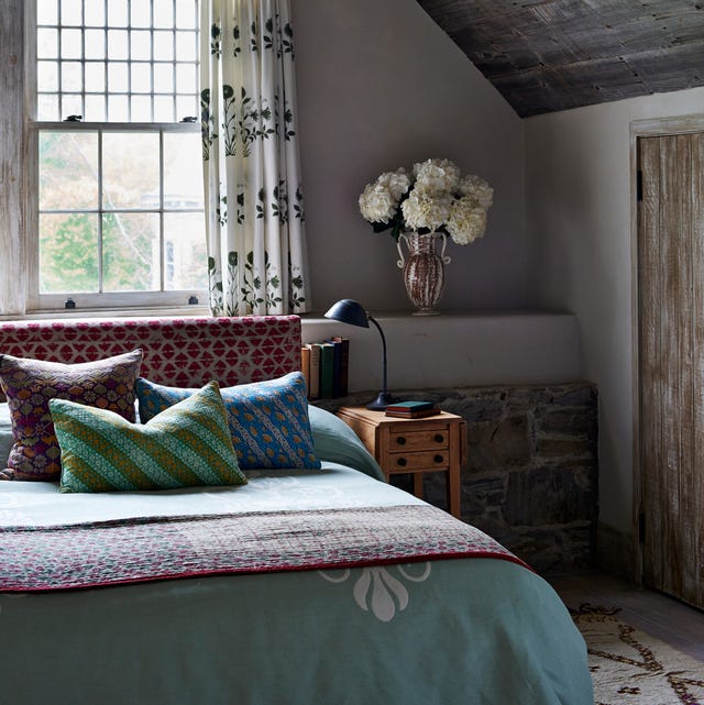 boho bedroom with upholstered headboard cozy bedroom with boho reupholstered headboard out of a pakistani textile