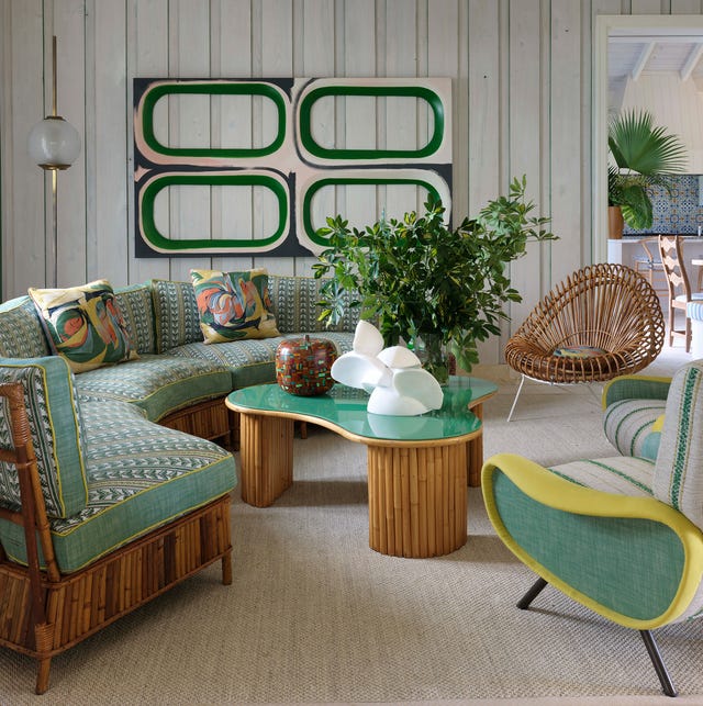 A vibrant living room featuring unique furniture and decor A vibrant living room featuring unique furniture and decor