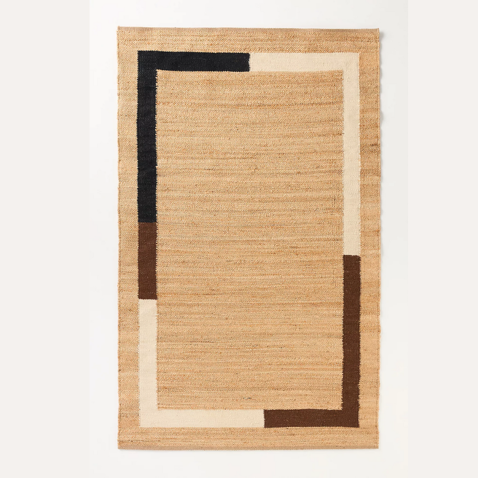Vela Flatwoven Jute Colorblock-Border Rug