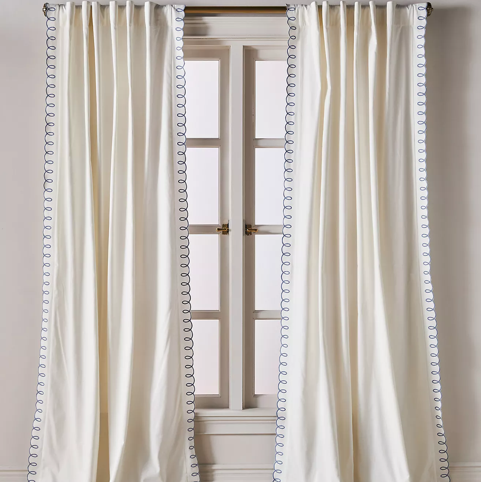 Cotton Embroidered Looped Curtain